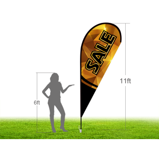 11ft SALE Stock Teardrop Flag with Ground Stake 04