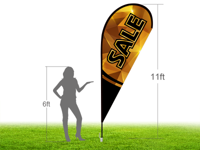 11ft SALE Stock Teardrop Flag with Ground Stake 04