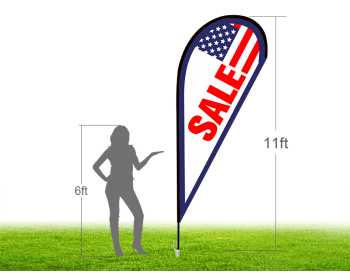 11ft SALE Stock Teardrop Flag with Ground Stake 05
