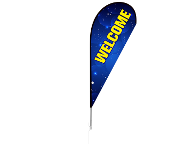 11ft WELCOME Stock Teardrop Flag with Ground Stake 01
