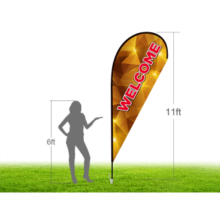 11ft WELCOME Stock Teardrop Flag with Ground Stake 02