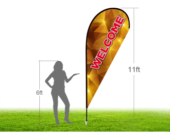 11ft WELCOME Stock Teardrop Flag with Ground Stake 02