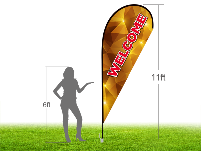 11ft WELCOME Stock Teardrop Flag with Ground Stake 02