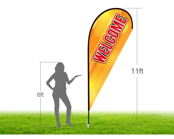 11ft WELCOME Stock Teardrop Flag with Ground Stake 03