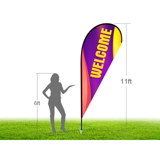 11ft WELCOME Stock Teardrop Flag with Ground Stake 04