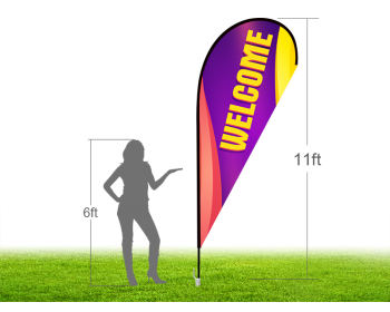 11ft WELCOME Stock Teardrop Flag with Ground Stake 04