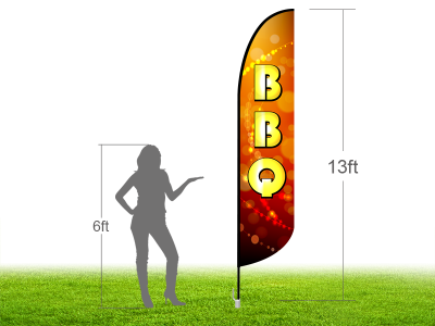 13ft BBQ Stock Blade Flag with Ground Stake 05