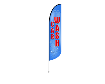 13ft CAR WASH Stock Blade Flag with Ground Stake 02