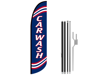 13ft CAR WASH Stock Blade Flag with Ground Stake 03