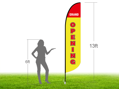 13ft GRAND OPENING Stock Blade Flag with Ground Stake 01