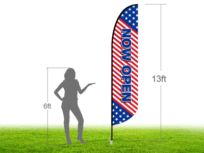 13ft NOW OPEN Stock Blade Flag with Ground Stake 03