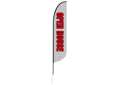 13ft OPEN HOUSE Stock Blade Flag with Ground Stake 02
