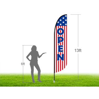 13ft OPEN Stock Blade Flag with Ground Stake 01