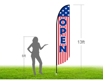 13ft OPEN Stock Blade Flag with Ground Stake 01