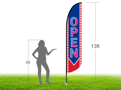 13ft OPEN Stock Blade Flag with Ground Stake 02