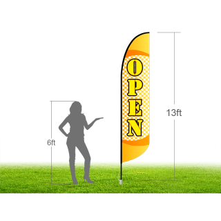 13ft OPEN Stock Blade Flag with Ground Stake 03