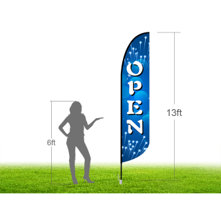 13ft OPEN Stock Blade Flag with Ground Stake 04