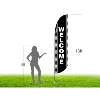 13ft WELCOME Stock Blade Flag with Ground Stake 04