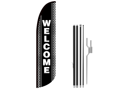 13ft WELCOME Stock Blade Flag with Ground Stake 04