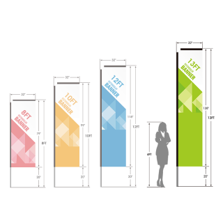 13ft Custom Rectangular Flag with Cross Base & Water Bag