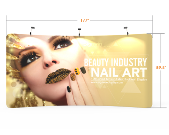 Custom 15ft Curved & Polyester Tension Fabric Trade Show Backwall Display (Frame + Graphic)