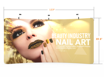Custom 15ft Curved & Polyester Tension Fabric Trade Show Backwall Display (Frame + Graphic)