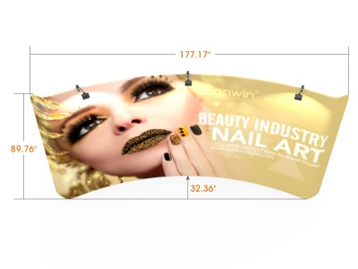 Custom 15ft Curved & Polyester Tension Fabric Trade Show Backwall Display