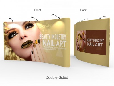 Custom 15ft Curved & Polyester Tension Fabric Trade Show Backwall Display