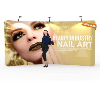 Custom 15ft Curved & Polyester Tension Fabric Trade Show Backwall Display