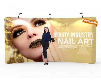 Custom 15ft Curved & Polyester Tension Fabric Trade Show Backwall Display