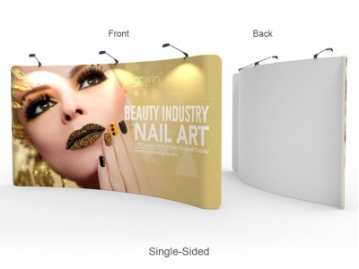 Custom 15ft Curved & Polyester Tension Fabric Trade Show Backwall Display