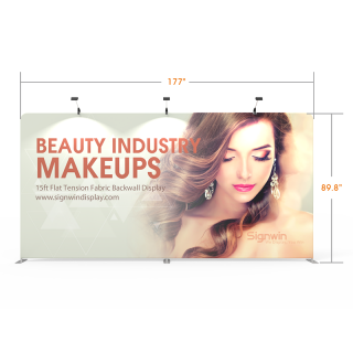 Custom 15ft Flat & Tube Tension Fabric Trade Show Backwall Display