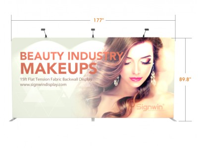 Custom 15ft Flat & Tube Tension Fabric Trade Show Backwall Display