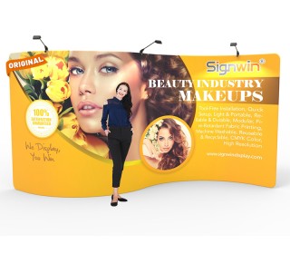 Custom 15ft S-Shaped & Fabulous Tension Fabric Trade Show Backwall Display
