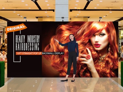 Custom 15ft Straight & Easy Fabric Pop Up Trade Show Backwall Display Custom 15ft Straight & Easy Fabric Pop Up Trade Show Backwall Display