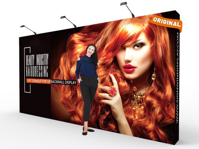Custom 15ft Straight & Easy Fabric Pop Up Trade Show Backwall Display Custom 15ft Straight & Easy Fabric Pop Up Trade Show Backwall Display