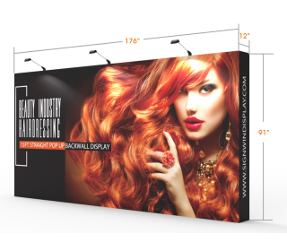 Custom 15ft Straight & Easy Fabric Pop Up Trade Show Backwall Display (Frame + Graphic)