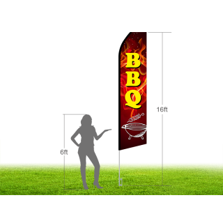 16ft BBQ Stock Swooper Flag with Ground Stake 01