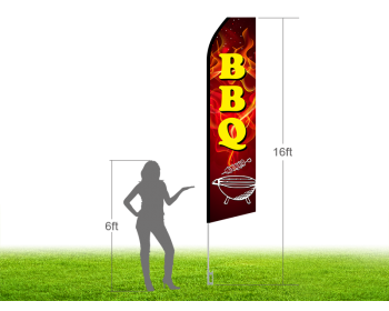 16ft BBQ Stock Swooper Flag with Ground Stake 01