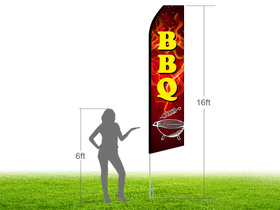 16ft BBQ Stock Swooper Flag with Ground Stake 01