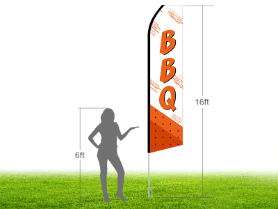 16ft BBQ Stock Swooper Flag with Ground Stake 02