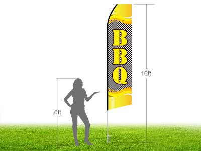 16ft BBQ Stock Swooper Flag with Ground Stake 03