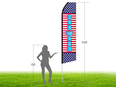 16ft CAR WASH Stock Swooper Flag with Ground Stake 02