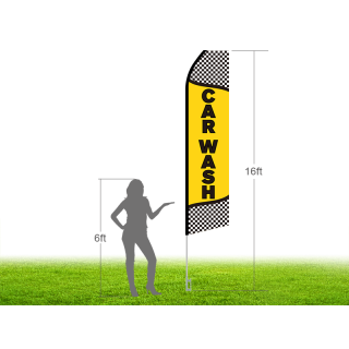 16ft CAR WASH Stock Swooper Flag with Ground Stake 03