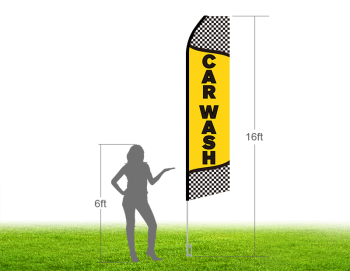 16ft CAR WASH Stock Swooper Flag with Ground Stake 03