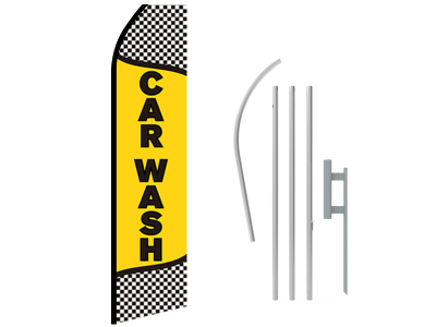 16ft CAR WASH Stock Swooper Flag with Ground Stake 03