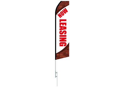 16ft NOW LEASING Stock Swooper Flag with Ground Stake 02