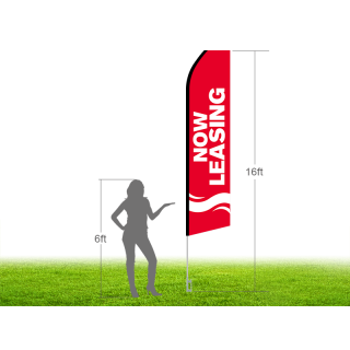 16ft NOW LEASING Stock Swooper Flag with Ground Stake 03
