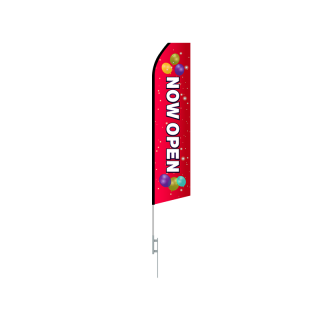 16ft NOW OPEN Stock Swooper Flag with Ground Stake 02