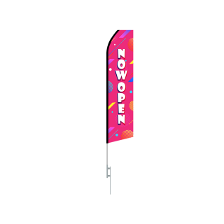 16ft NOW OPEN Stock Swooper Flag with Ground Stake 03